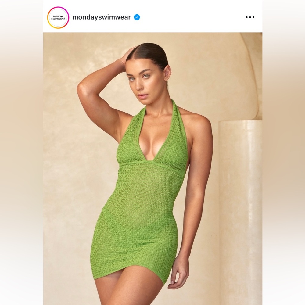 MondaySwimwear Green Swim Coverup with Sleek Silhouette